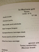 La Mexicana menu