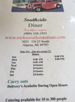 Nick's Southside Diner menu