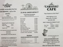 Carnival Cafe menu