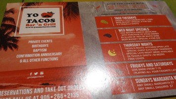 Yo Amo Tacos menu