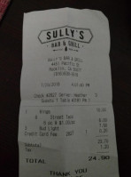 Sully's Bar Grill menu