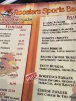 Rooster's Grill menu