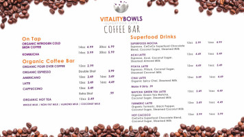 Vitality Bowls Castro Valley menu