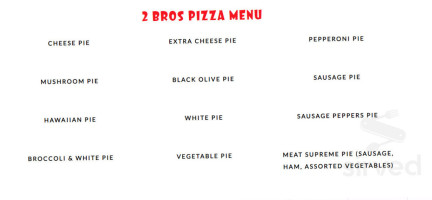 2 Bros Pizza menu