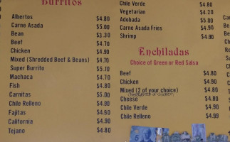 Albertos Mexican menu