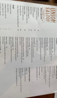 Union Saloon menu