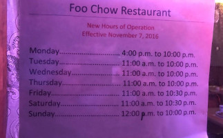 Foo Chow menu