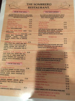 El Sombrero Restaurant Tex Mex Bar Grill menu