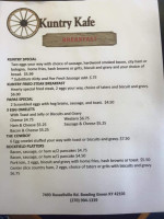 Melissa's Country Cafe menu