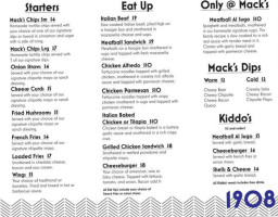 Mack's Lounge menu