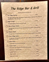 The Ridge And Grill menu