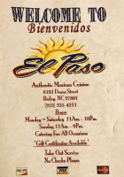 El Paso Mexican menu