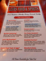 Levis Food Spirits menu