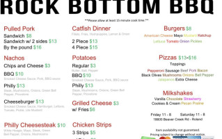Rock Bottom Bbq menu