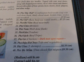 Cafe Trang's Pho menu