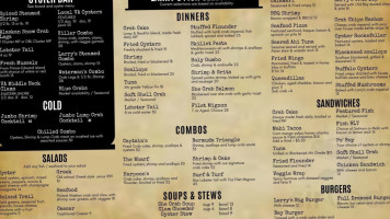 Harpoon Larry's Oyster menu