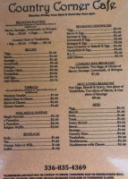 Country Corner Cafe menu