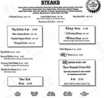 Billygan's Roadhouse menu