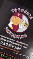 Don Panchos Mexican menu
