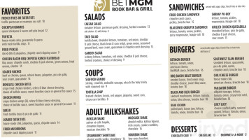 Betmgm Book Grill menu