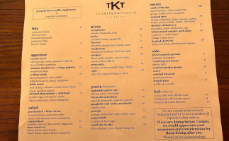 The Kitchen Table menu