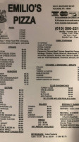 Emilio's Pizza menu