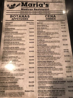 Maria's Mexican menu