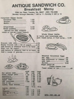 Antique Sandwich Co menu