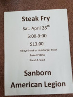 Sanborn American Legion menu