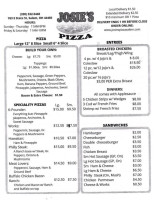 Josie's Pizza menu