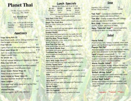 Planet Thai menu