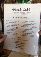 Gina's Cafe menu