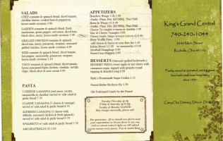King's Grand Central- Rushville menu