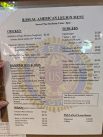 Roseau American Legion menu