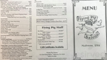 The Flying Pig Saloon menu