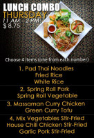 Panang Thai menu
