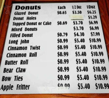 Russellville Doughnuts menu