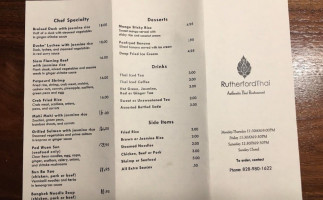 Rutherford Thai menu