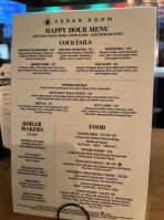 Cedar Room menu