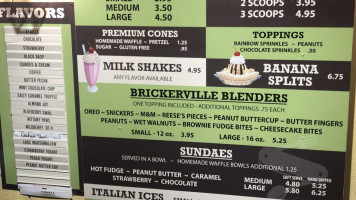 Brickerville Ice Cream Shop menu