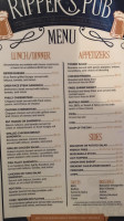 Ripper's Pub menu