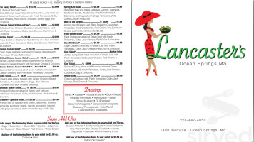 Lancaster’s menu