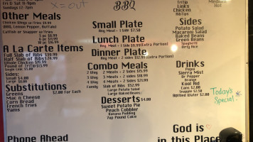 Freddy B's menu