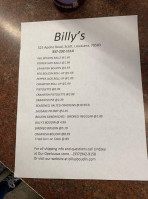 Billy's Boudin Cracklins menu