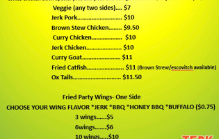 Jerk Yeah Man menu