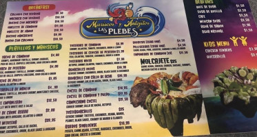 Mariscos Y Antojitos Las Plebes Seafood menu