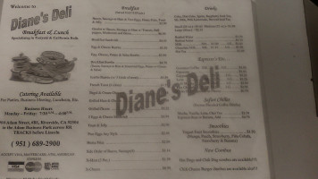 Diane's Deli menu