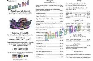 Diane's Deli menu