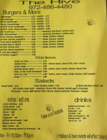 The Hive Burgers More menu