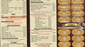 New Castle Bagels menu